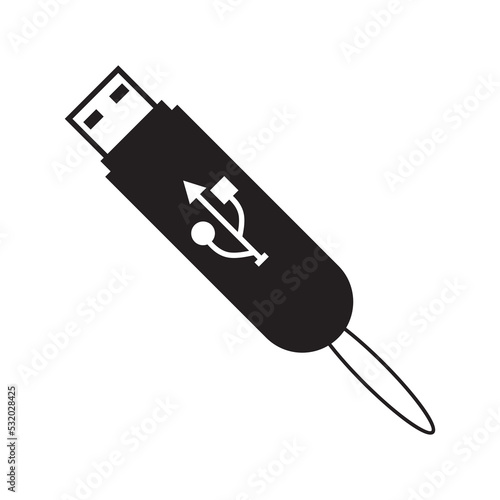 Memory usb pen drive icon | Black Vector illustration |