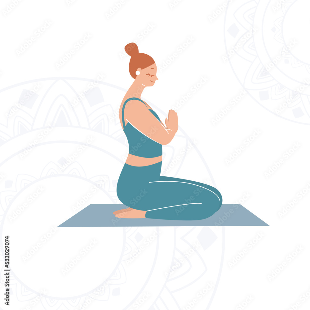 Illustration of a girl doing yoga. a girl in yoga poses. Relaxation and harmony Illustration of a girl doing yoga. a girl in yoga poses. Relaxation and harmony