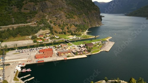 Flam Norway shot with aerial drone photo