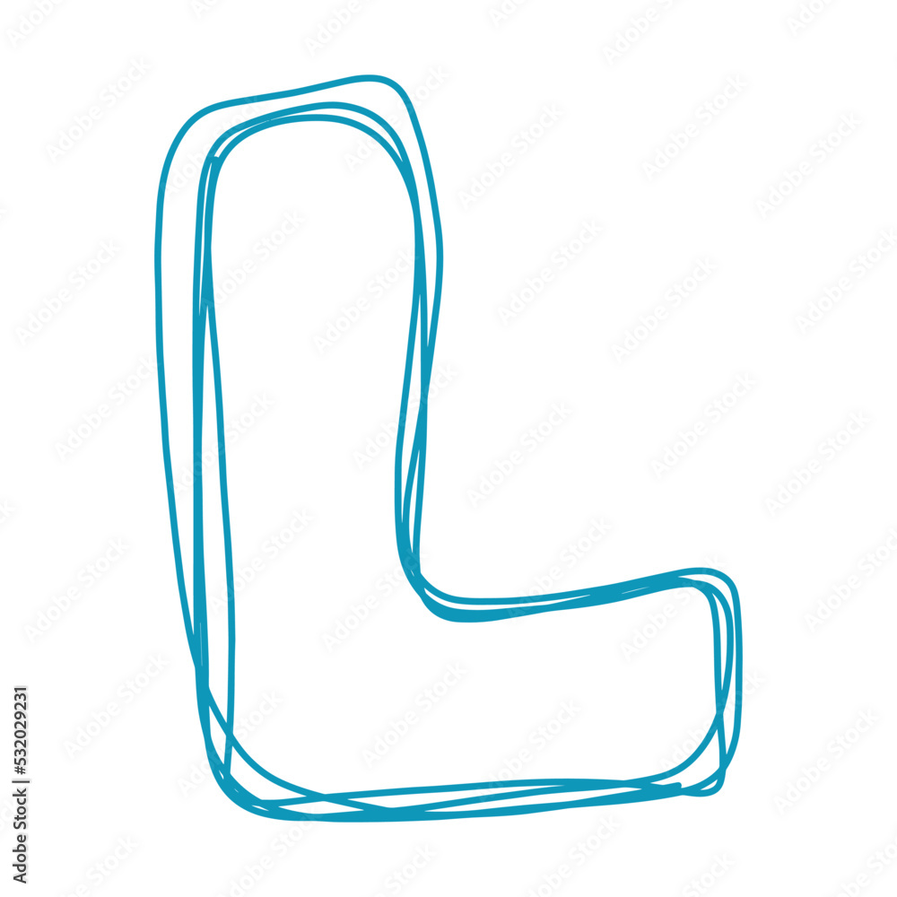 Alphabet L letter hand drawn outline stroke drawing illustration element art for education Alphabet L letter hand drawn outline stroke drawing illustration element art for education