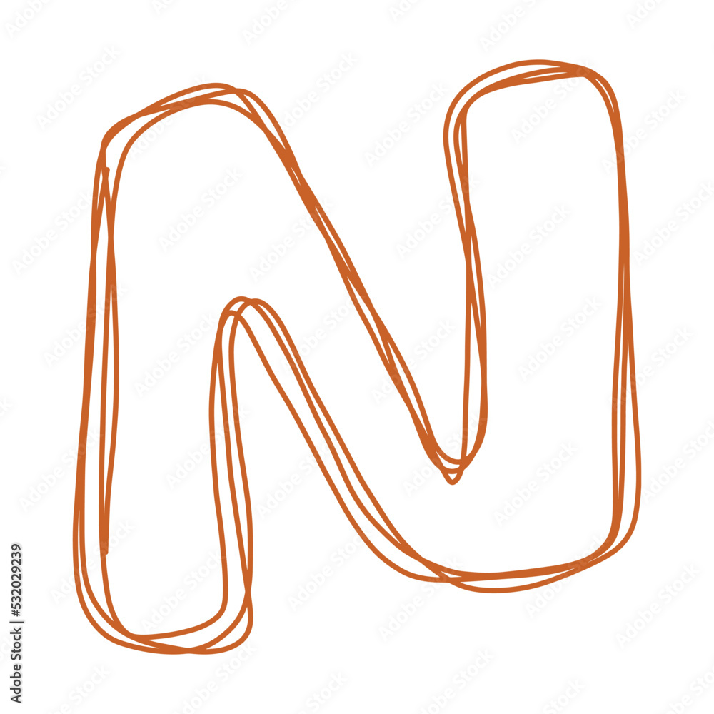 Alphabet N letter hand drawn outline stroke drawing illustration element art for education Alphabet N letter hand drawn outline stroke drawing illustration element art for education
