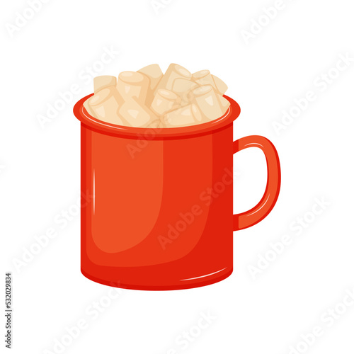 Warm and cozy drink with marshmallow (cocoa, coffee, hot chocolate)