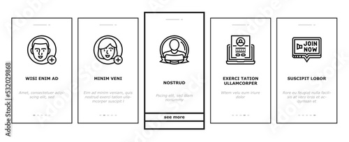 registration login website form onboarding mobile vector. register web, user online, business computer, digital internet, application password registration login website form color line illustrations