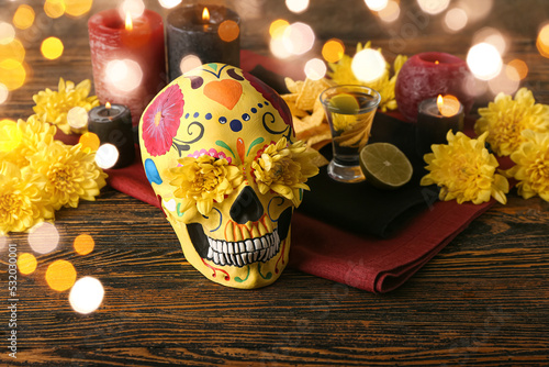 Painted human skull for Mex...