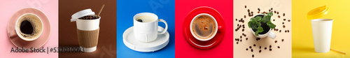 Creative collage with cups ...