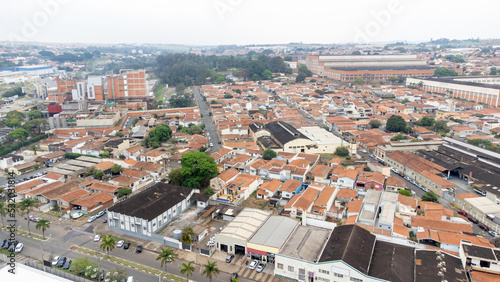 Fototapeta Naklejka Na Ścianę i Meble -  City aerial photo made with drone of a part of a small town in Brazil, selective focus, natural light.