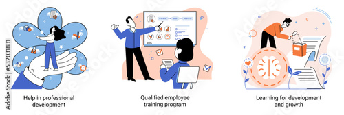 Help in professional development. Qualified employee training program. Learning for software development and growth. Agile project management devOps team, project life scrum meeting. Creative metaphor