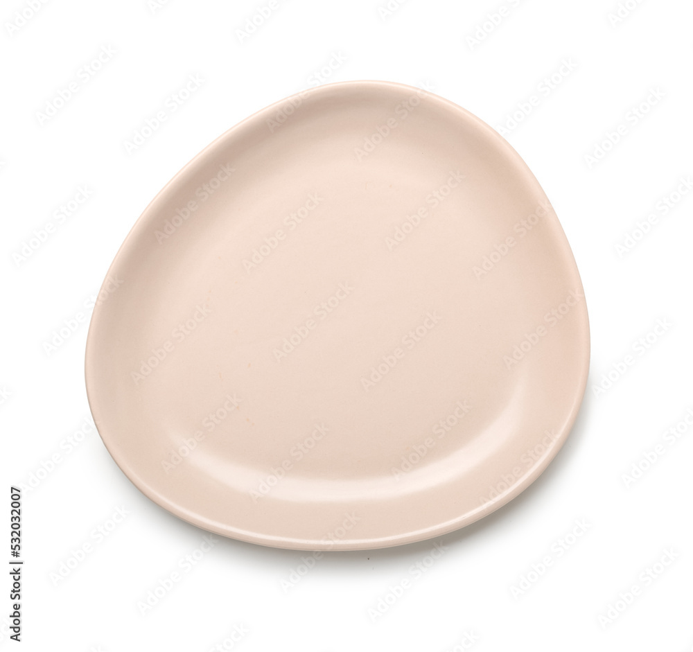 Empty ceramic plate isolated on white, top view Empty ceramic plate isolated on white, top view