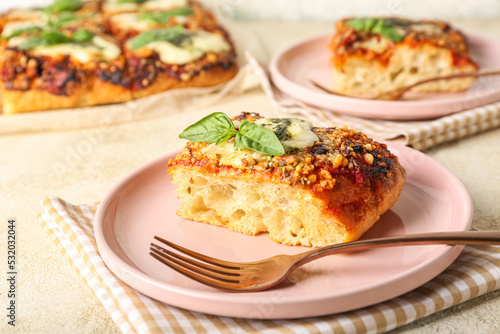 Plate of tasty Italian pie ...