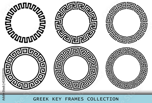 Ancient Greek black frames patterns, set of antique borders from Greece
