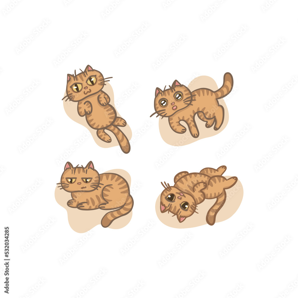Bundle of cats sleeping, playing, funny, cute cats. Set of pet animals isolated on white background. Flat cartoon vector illustration. Stickers kittens in different emotions, poses in hand drawn style Bundle of cats sleeping, playing, funny, cute cats. Set of pet animals isolated on white background. Flat cartoon vector illustration. Stickers kittens in different emotions, poses in hand drawn style