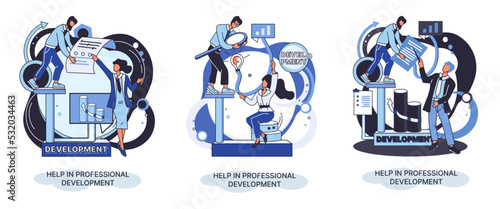 Help in professional development metaphor. Qualified employee training program. Refresher course. Human resource management organization. Business education workshop. School personality growth in team