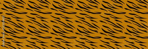 Seamless pattern in texture of the fur of a tiger or zebra is repeated. Animal skin stripes, jungle wallpaper. Seamless vector pattern