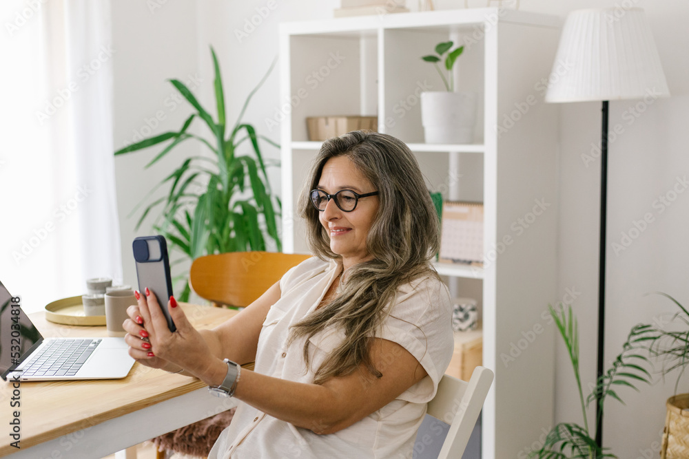 Lifestyle portrait of a businesswoman at home having a video call Lifestyle portrait of a businesswoman at home having a video call
