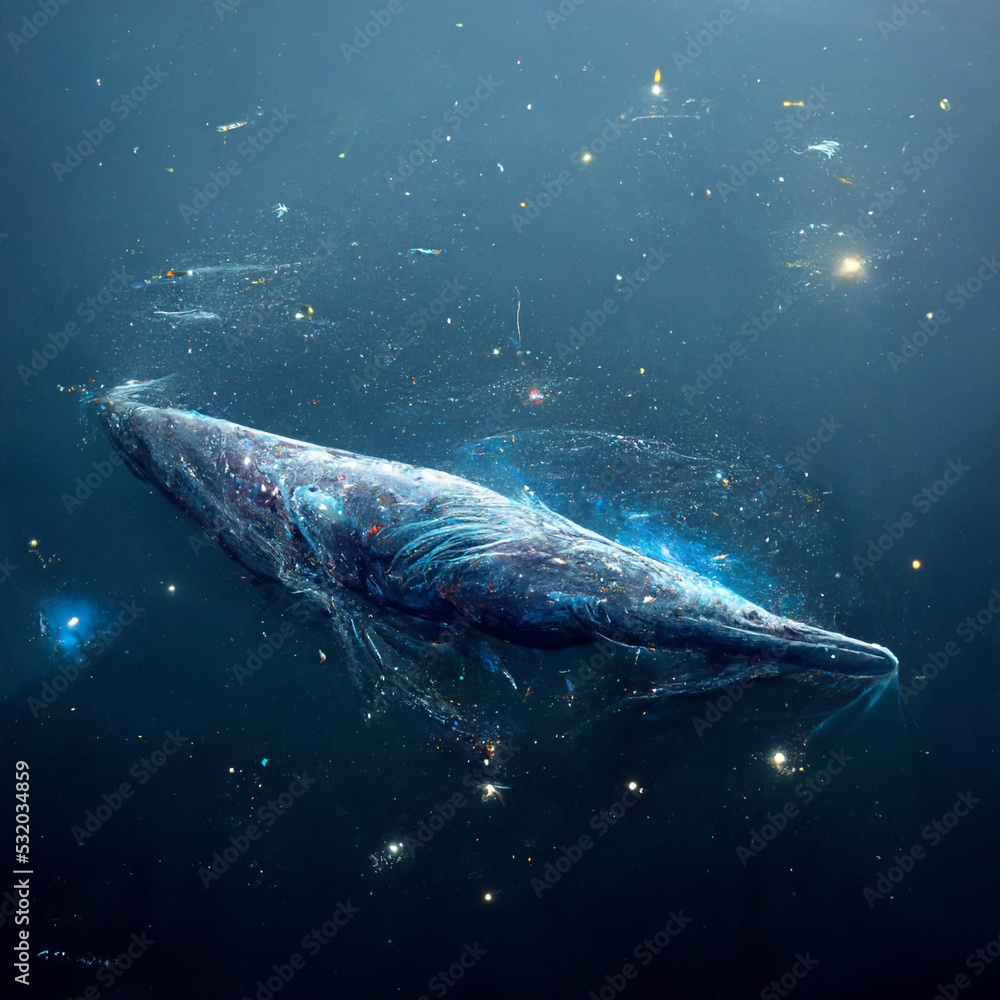Fototapeta premium whale in a blue space ocean
