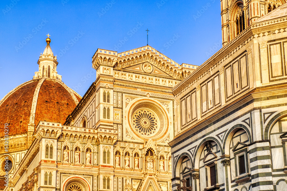 Cathedral of Santa Maria del Fiore with Duomo in Florence at Sunset