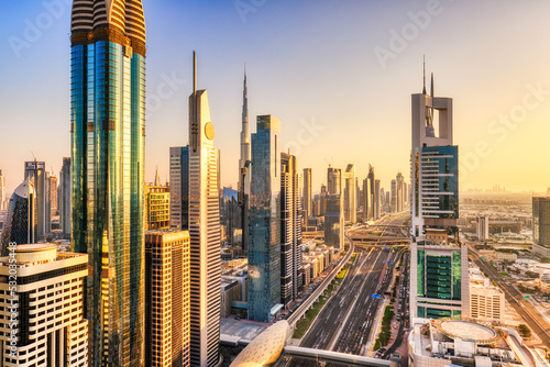 Photography Dubai Skyline at Sunset, United Arab Emirates