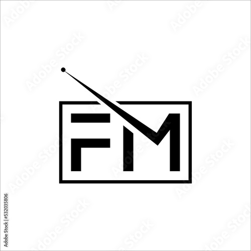 Initials FM radio logo vector