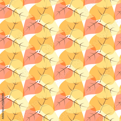 Seamless pattern with Autumn leaves. Hand drawn vector illustration in warm colours. Background for harvest holiday  Thanksgiving  Halloween  seasonal  textile  scrapbooking.