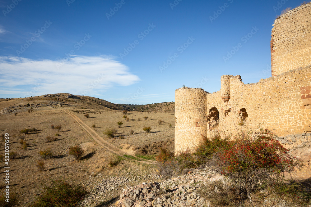 the medieval castle of Caracena village, Tierras del Burgo, province of Soria, Castile and León, Spain