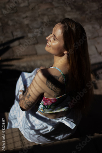 Beautiful smiling girl in a park