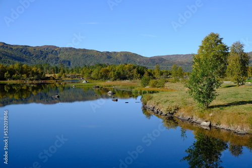Lake and mountains in Autumn  Geilo  Norway