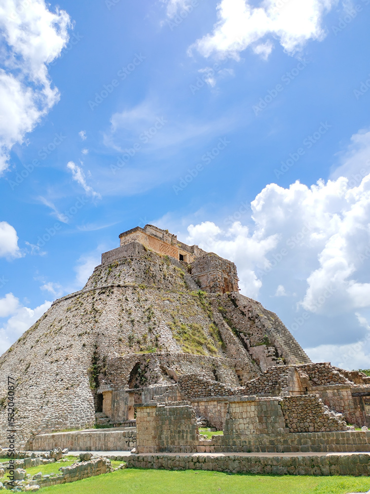 Uxmal, Mexico, Pyramid of the Magician, Mayan archaeological site Uxmal, Mexico, Pyramid of the Magician, Mayan archaeological site