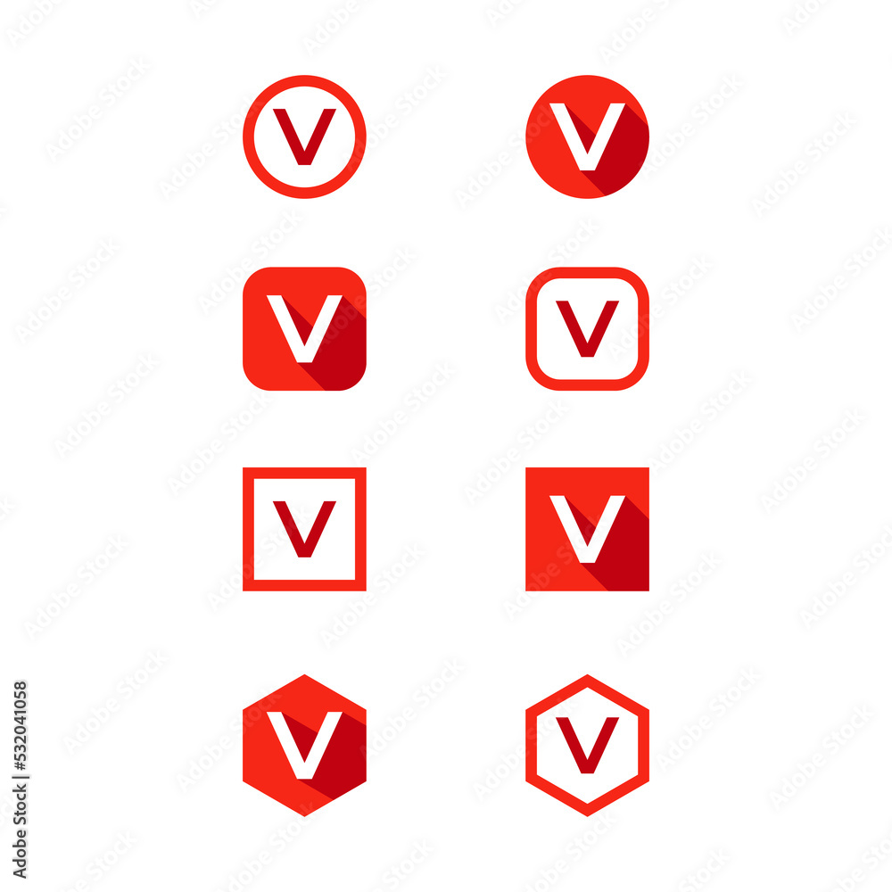 letter V icon sample letter V icon sample
