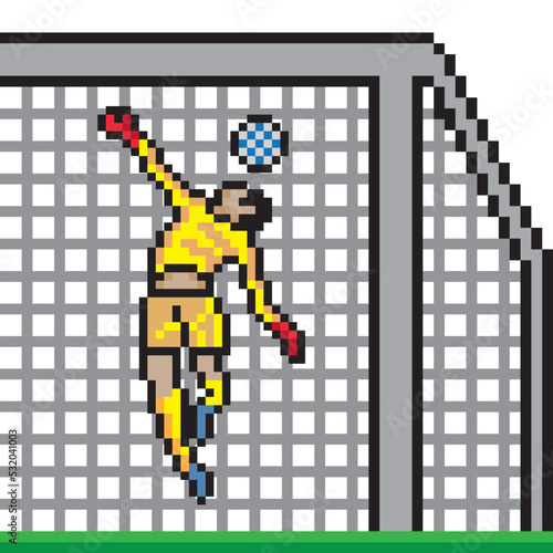 Soccer player goalkeeper pixel art. 