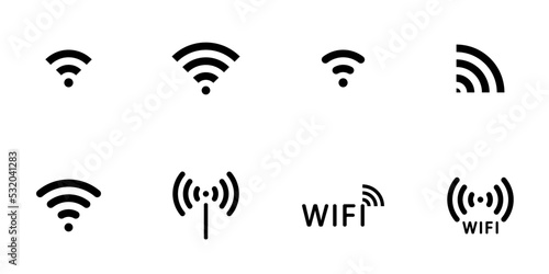 Conjunto de icono de wifi. Concepto de conexión de red inalámbrica. Conexión a Internet. Ilustración vectorial