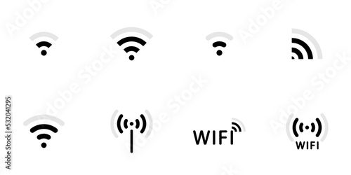 Conjunto de icono de wifi. Concepto de conexión de red inalámbrica. Estado de conexión a la red de internet. Ilustración vectorial