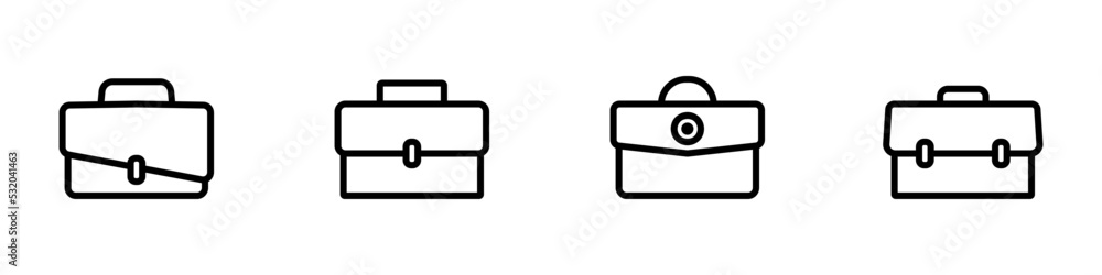 Conjunto de icono de maletín de negocios, estilo silueta negro. Concepto de accesorio para almacenar documentos o equipaje. Ilustración vectorial - obrazy, fototapety, plakaty 