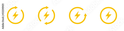 Conjunto de iconos de energía renovable. Concepto de ecología. Ahorrar y reciclar energía eléctrica. Ilustración vectorial