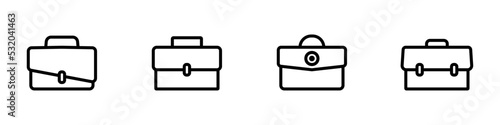 Conjunto de icono de maletín de negocios, estilo silueta negro. Concepto de accesorio para almacenar documentos o equipaje. Ilustración vectorial
