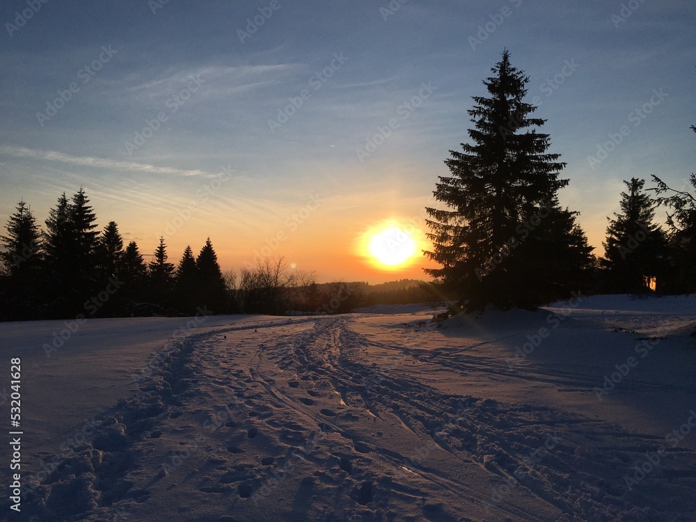 Winter - sunset in the mountains