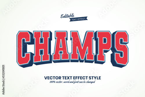 Champs Text, Sport Varsity Text Effect Style Editable