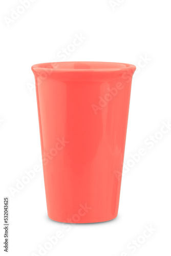 ceramic vase with colored upholstery in the form of a glass, isolated on a white background