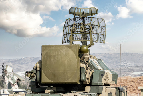Tracking radar of the anti-aircraft combat vehicle missile system photo