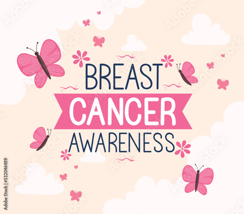 breast cancer lettering postcard