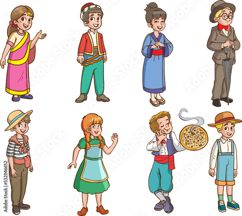kids in different traditional costumes