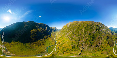 Canvas Print 360 vr tour of beautiful mountains of Norway