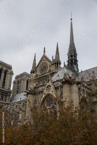 view of the notedrame cathedral in Paris before it burned down