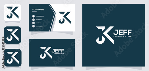 vector graphic of letter JK logo design simple and luxury style with business card