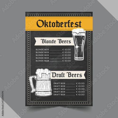 hand drawn oktoberfest vertical poster template vector design illustration
