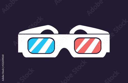 3d cinema paper glasses vector illustration