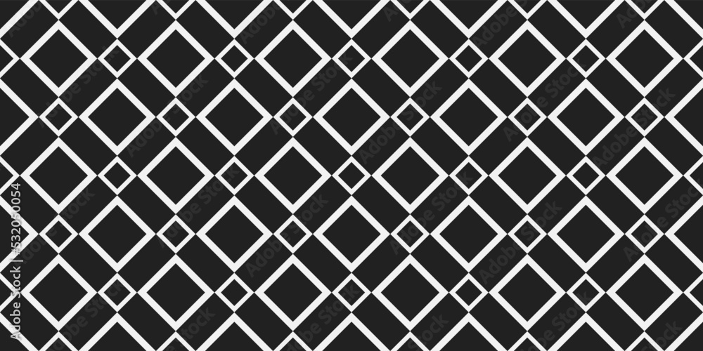 White frames of rhombuses connected to each other on a black background. For prints, decoration, textile, digital. White frames of rhombuses connected to each other on a black background. For prints, decoration, textile, digital.