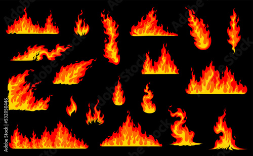 Fotografia Cartoon bonfire fire flames