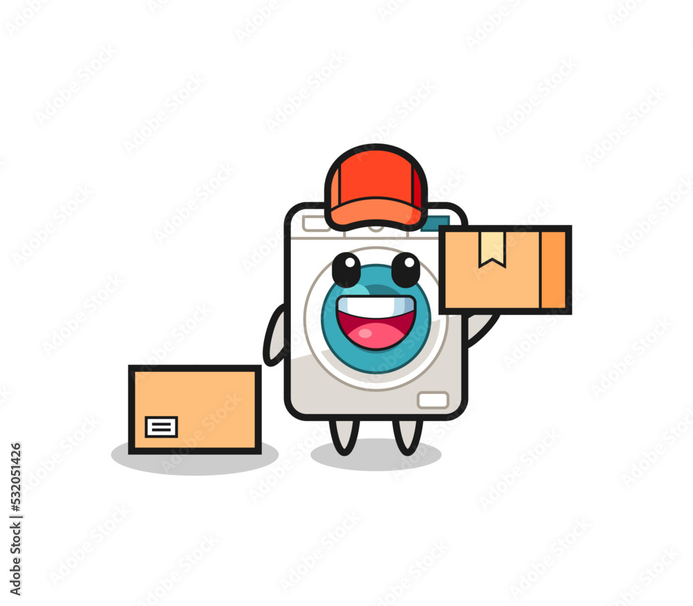 Mascot Illustration of washing machine as a courier