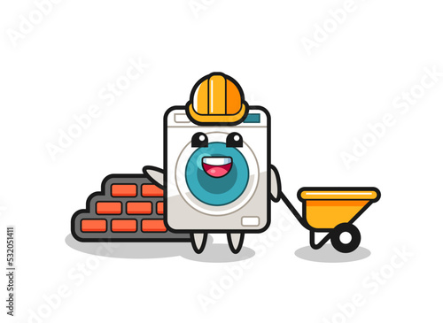 Cartoon character of washing machine as a builder