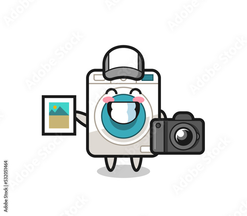 Character Illustration of washing machine as a photographer
